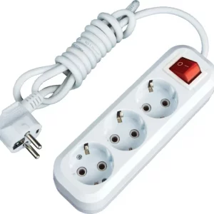 Удлин 3 гнезда, 2м с/з выкл белый (MULTI-LET90118302)